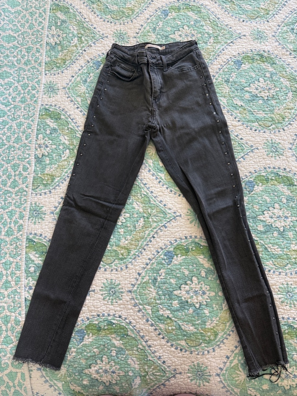 Levi's Black High-Rise Skinny Jeans with Side Studs